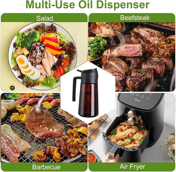 LAKUMIQI 2 in 1 Oil Sprayer for Cooking, 16oz Olive Oil Dispenser Bottle for - Image 5