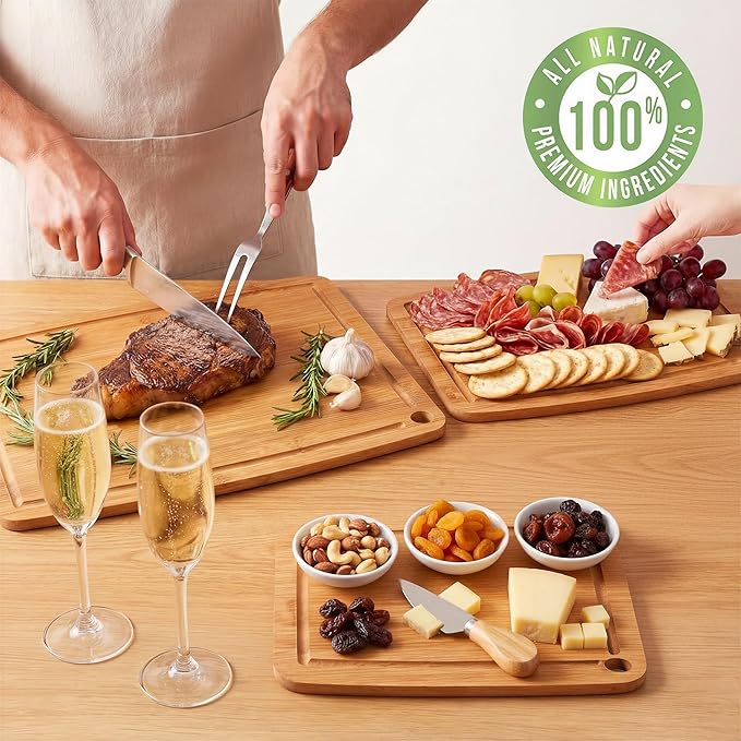 Bamboo Cutting Boards for Kitchen, Carbonized Wood Cutting Board Set - Image 6