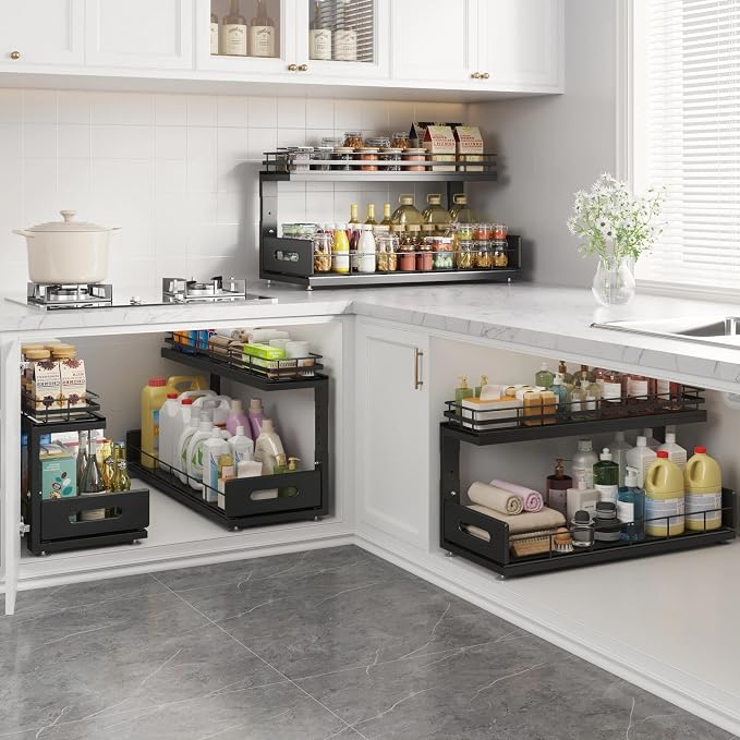 Under Sink Organizer Upgrade To Professional Rails, 2-Tier Dual Pull Out - Image 7