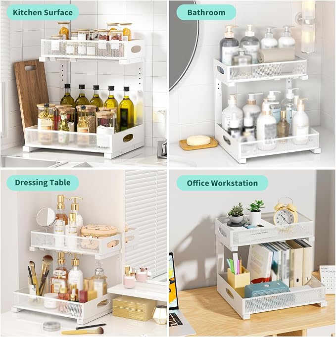 Under Sink Organizer, Extra-Wide Upgrade, 1 Pack 2 Tier Metal Slide Out Cabinet - Image 5