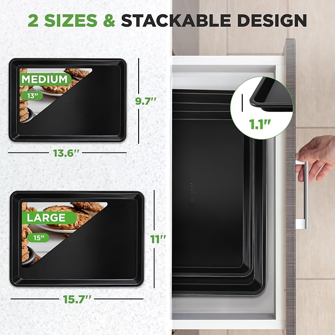NutriChef 2-Piece Baking Sheet Non Stick - Image 3