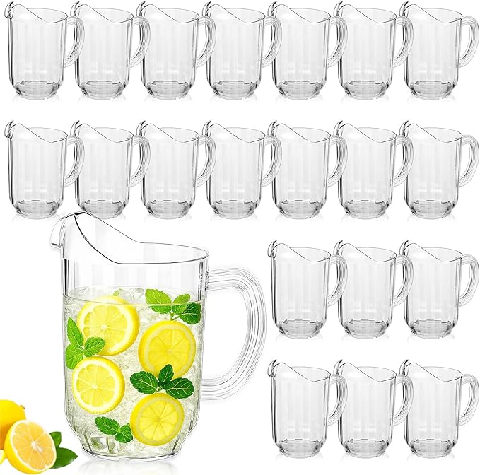 Tessco for you 20 Pcs Plastic Pitchers 60 Ounce Clear Restaurant Jug Large by Tessco