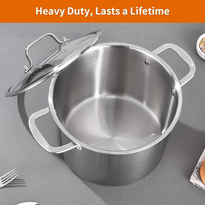 DELARLO Tri-ply Stainless Steel 20QT Stock Pot, Compatible - Image 6