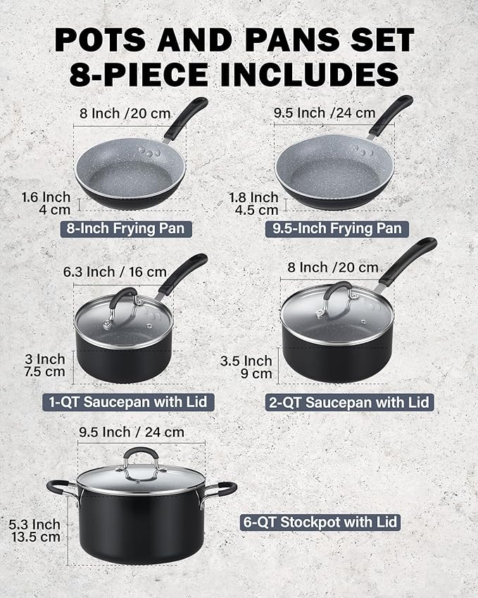 Cook N Home Pots and Pans Nonstick Kitchen Cookware Sets include Saucepan - Image 2
