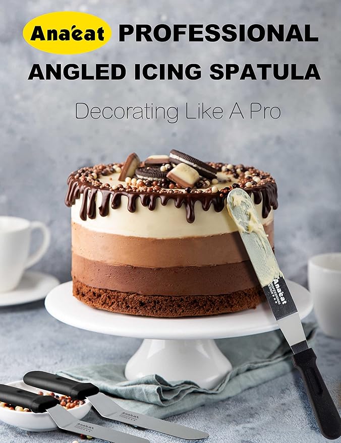 Anaeat Icing Spatula, 3 Pieces Professional Angled Offset Frosting Spatulas - Image 4