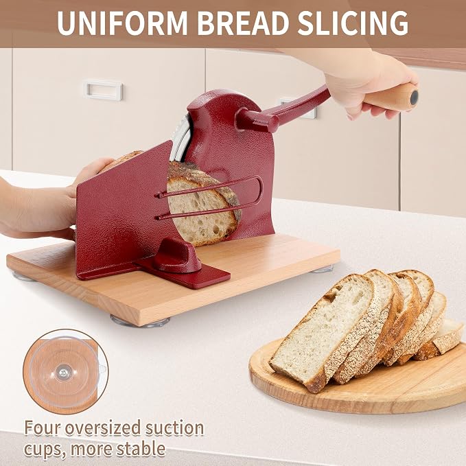 CAWIU Manual Bread Slicer with Hand Crank- Adjustable Thickness Bread Cutter - Image 5