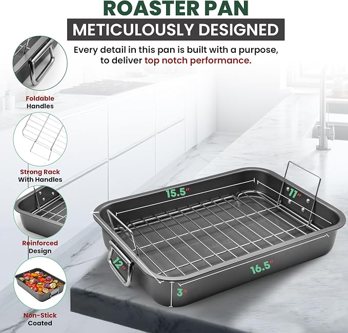 Large Roasting Pan With Rack 12” X 16” - Image 3