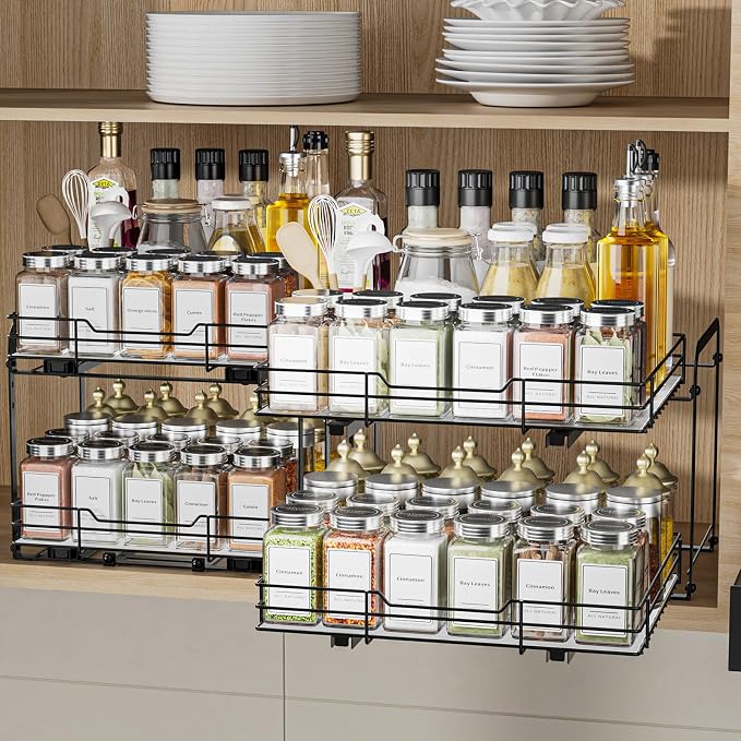 BOIVSHI 2-Tier Pull Out Spice Rack, Spice Rack Organizer, Pull Out Spice Racks - Image 8