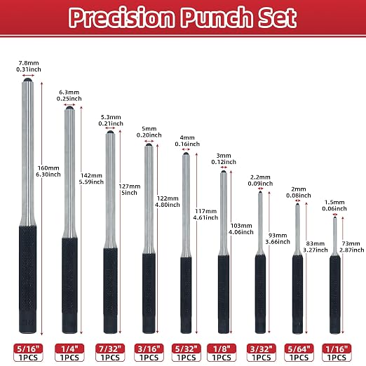 9-Piece Roll Pin Punch Set - Image 8