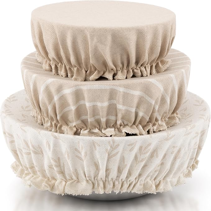 Beautiful Linen Cotton Blend Bowl Covers by KIBAGA