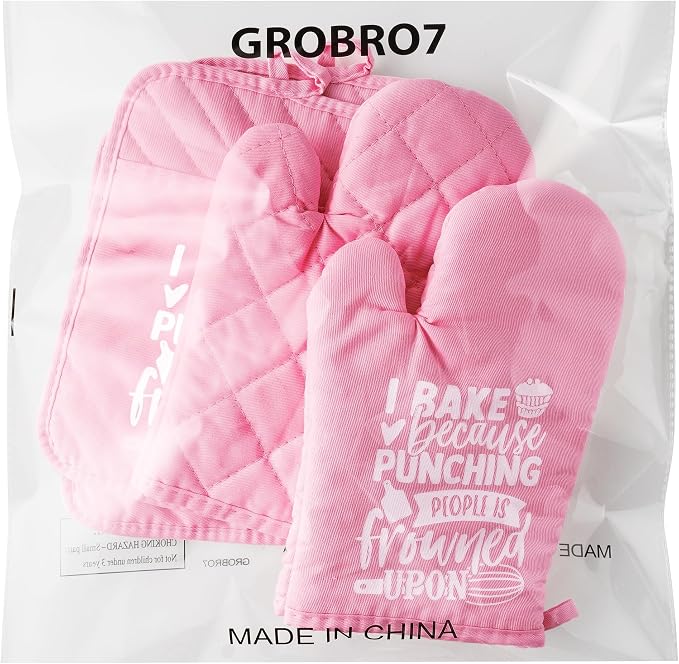 GROBRO7 6Pcs Cotton Oven Mitts Pot Holders Funny Women Resistant Hot Pads - Image 7