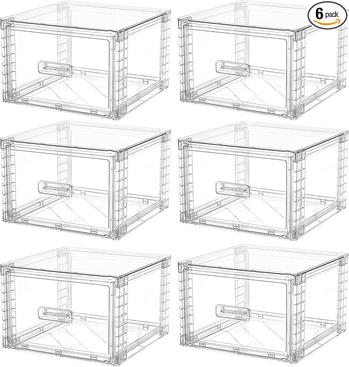 Vtopmart 6 Pack Clear Stackable Storage Bins, Easily Assemble Bathroom by Vtopmart