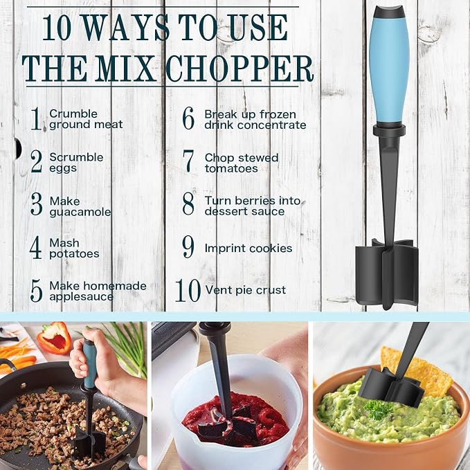 2 Pack Meat Chopper, 5 Curve Blades Ground Beef Masher, Heat Resistant Meat - Image 2