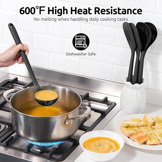Silicone Kitchen Cooking Utensil Set: U-Taste High Heat Resistant 13.6in Long - Image 3