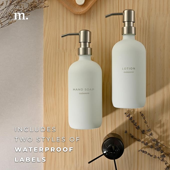 MaisoNovo Soap Dispenser 2-Piece Set | 16.9oz White Bottles - Image 6