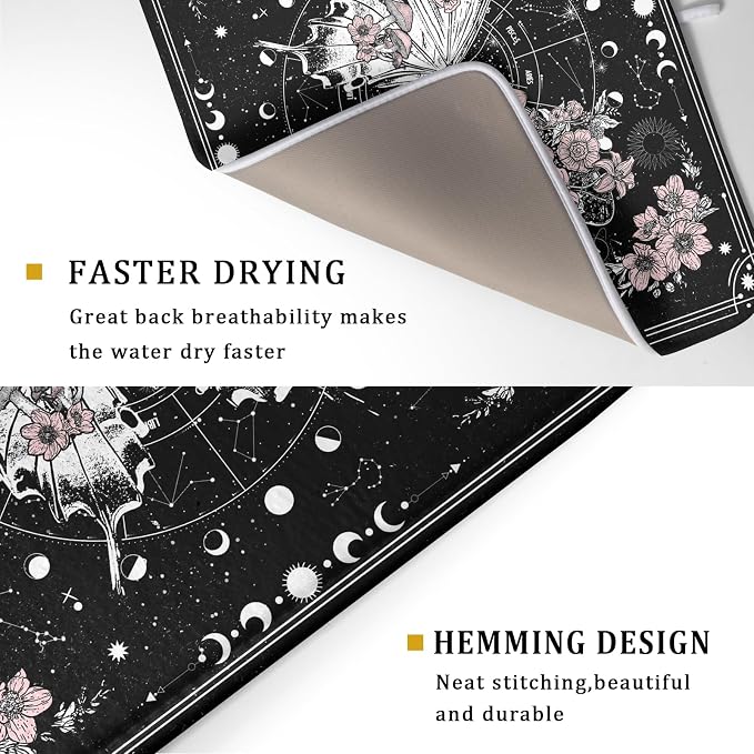 Skeleton Butterfly Dish Drying Mat Black Skull Absorbent Dish Drainer - Image 3