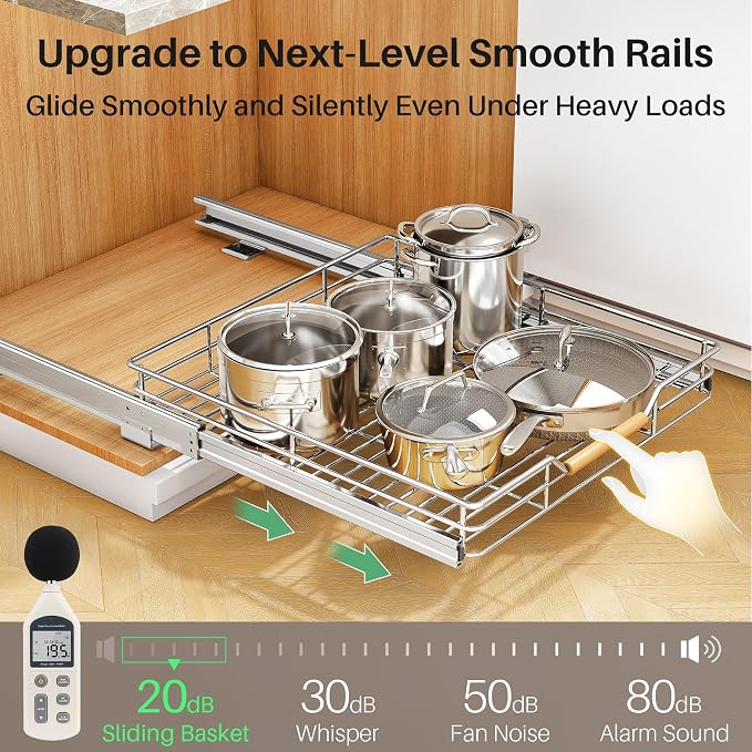 Pull out Cabinet Organizer, Heavy Duty Smooth Sliding Under Cabinet Shelves - Image 4