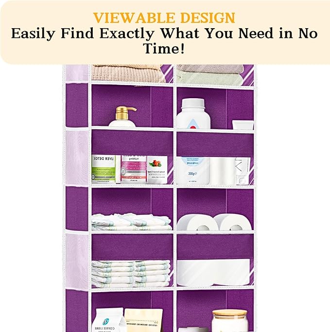Over The Door Organizer 5 Tiers, Extra Large Behind Door Storage of 10 - Image 6
