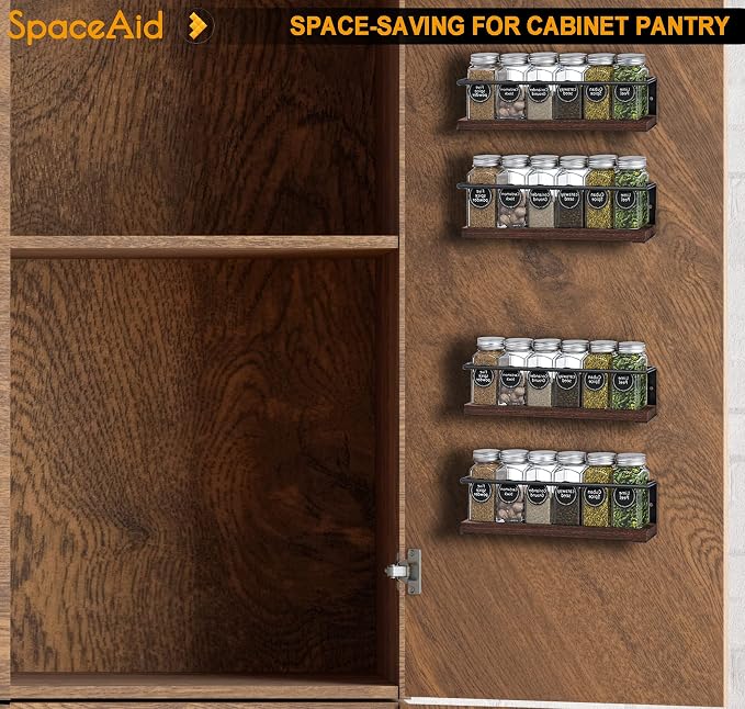 SpaceAid Spice Rack with 24 Spice Jars, 386 Spice Labels, Chalk Marker and - Image 2