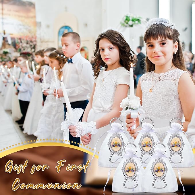 Misdary 12 Pcs First Communion Bottle Opener Keychain Catholic Bottle Opener - Image 5