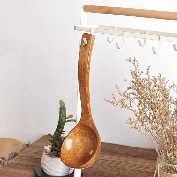FJNATINH Wooden Ladle with Long Handle, Handmade Soup Ladle - Image 3