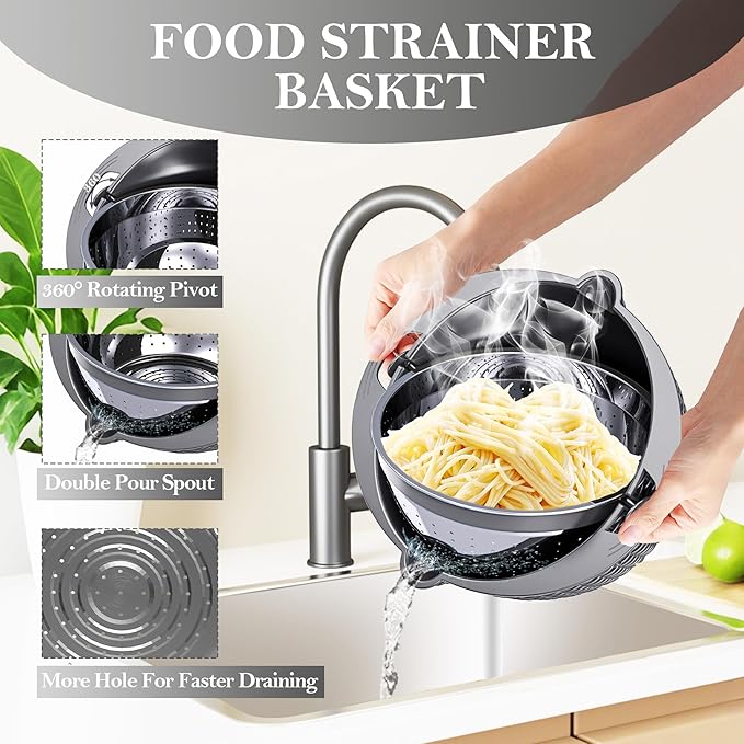 4-in-1 Colander with Bowl Set – Food Strainers and Colanders - Image 4