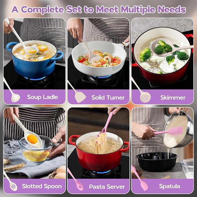 Onader Silicone Cooking Utensils Set, Heat Resistant Kitchen Gadgets Tools Set - Image 7