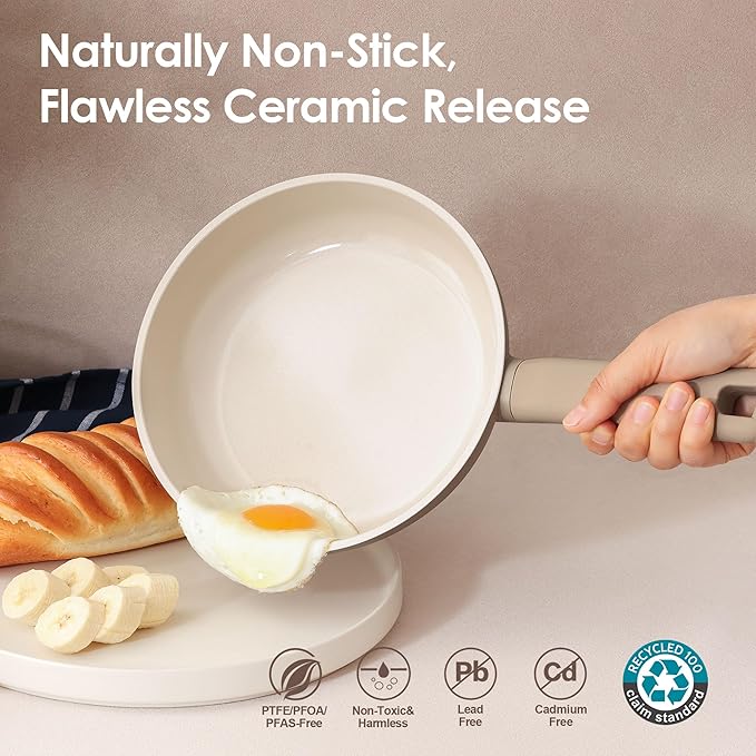 SENSARTE Ceramic Nonstick Pots and Pans Set 17pcs, Healthy Induction Cookware - Image 3