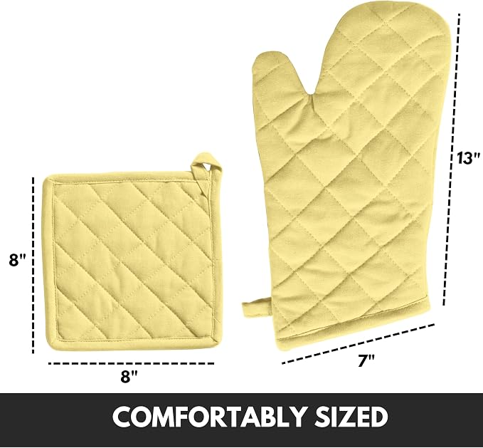 Oven Mitt & Pot Holder 100% Cotton Set of Heat Resistant Oven Gloves & Hot Pads - Image 6