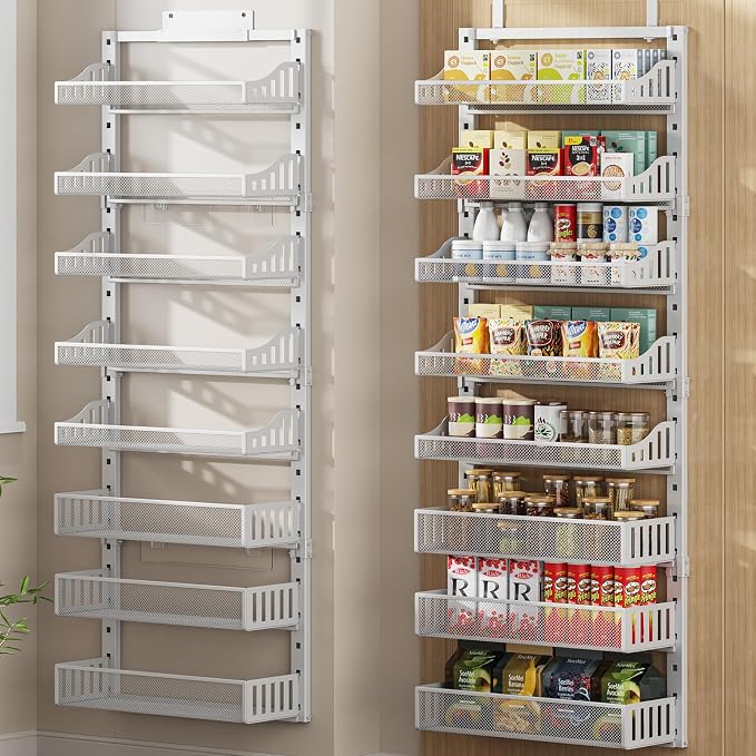 POKIPO Over the Door Pantry Organizer 8-Tier, Large Metal Door Spice Rack by POKIPO