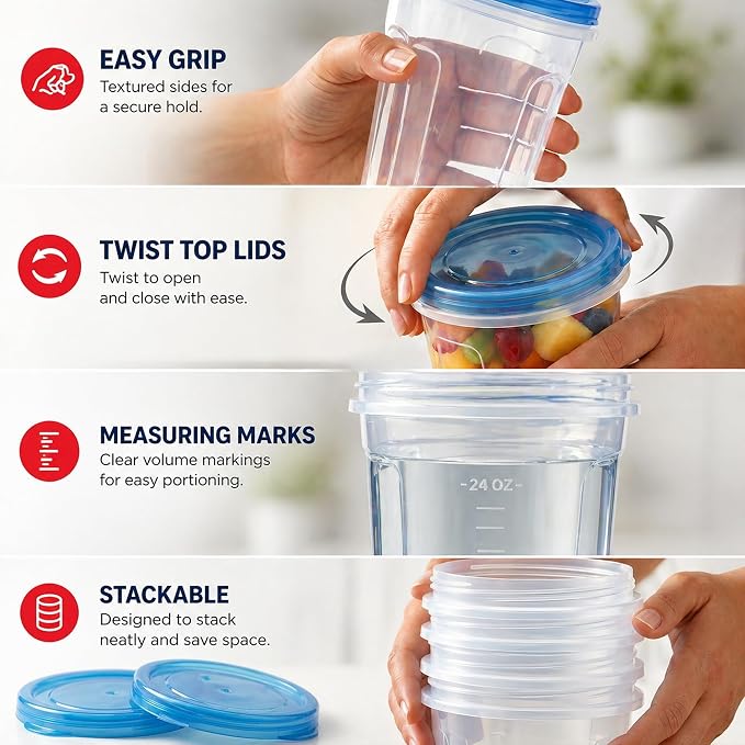 Tafura 10 Pack 32 Oz Freezer Storage Containers Leak-Proof - Image 2