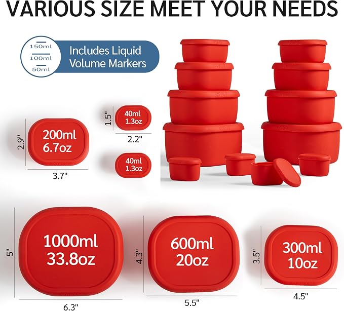 ISSEVE 12Pcs/Set Nesting Silicone Food Storage Containers - Image 9