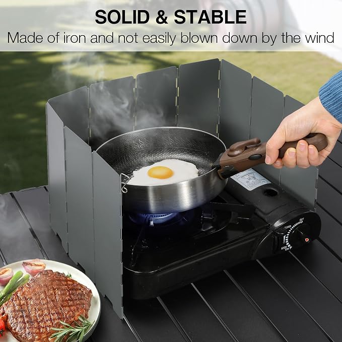 REDCAMP Folding Outdoor Stove Windscreen, 10 Plates Iron Camping Stove - Image 4