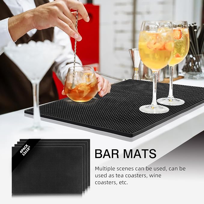 4 Pcs Bar Mats for Countertop 18 x 12 Inch Rubber Silicone Bar Drying Coffee - Image 7