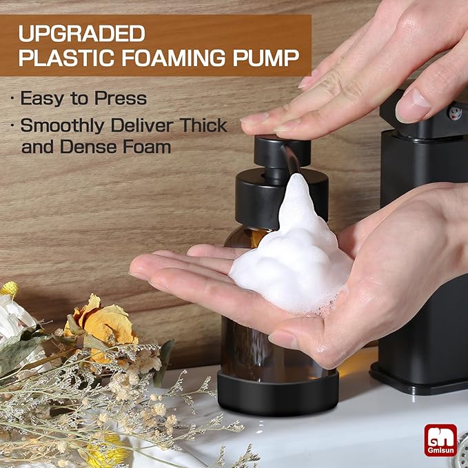 GMISUN Amber Foam Soap Dispenser, 8.5 Fl oz Amber Glass Foaming Hand Soap - Image 2
