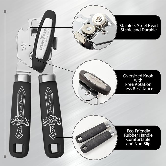 Manual Can Opener with Magnet – Heavy Duty Hand Can & Bottle Opener, Stainless - Image 2