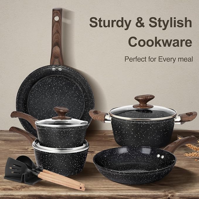 M MELENTA Pots and Pans Set Non Stick, Non-toxic Induction Cookware Kitchen - Image 4