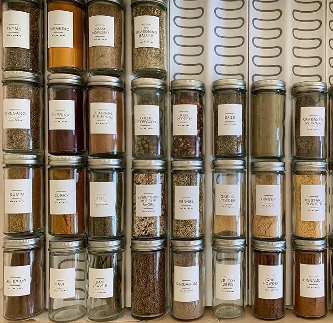 Tebery 12 Pack Round Spice Bottles 3oz Glass Spice Jars - Image 6