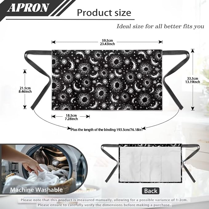 Server Apron with 3 Pockets, Waterproof Oil Waitress Waiter Half Apron - Image 7