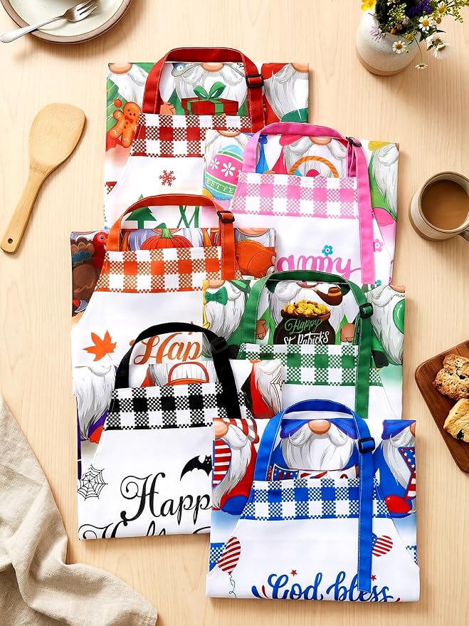 Bencailor 6 Pcs Spring Kitchen Aprons - Image 7