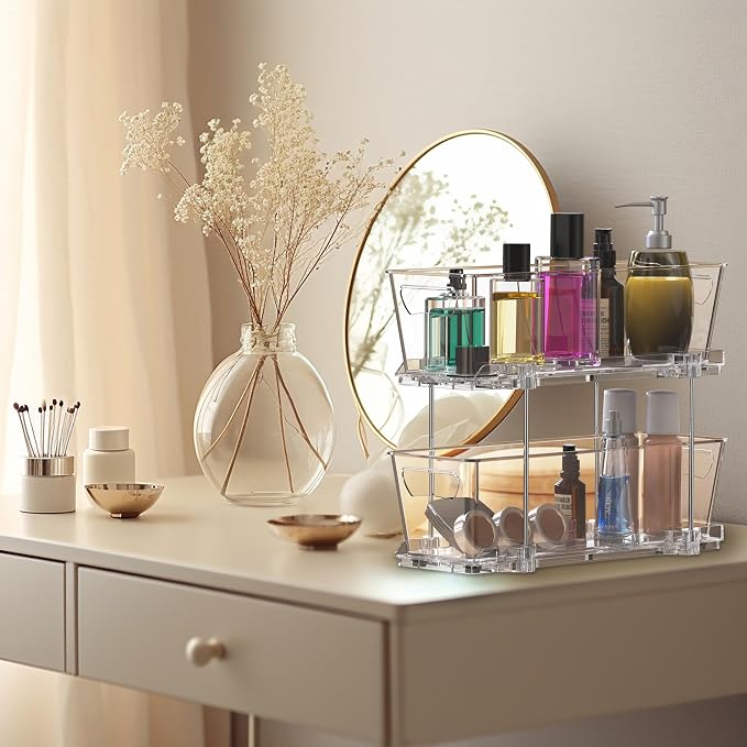 Simple Houseware 2-Tier Narrow Basket Drawer Cabinet Pull-Out Organizer - Image 2