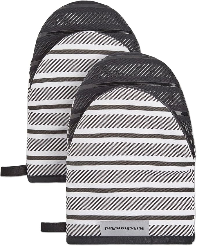 KITCHENAID Albany Mini Oven Mitt 2-Pack Set, Matte Black by KitchenAid