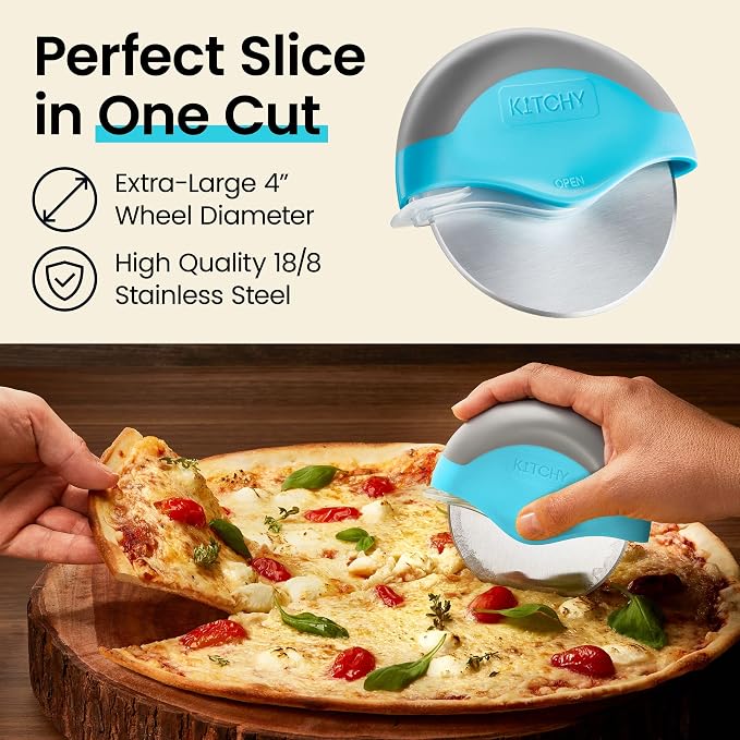 Kitchy Pizza Cutter Wheel with Protective Blade Cover, Ergonomic Pizza Slicer - Image 3