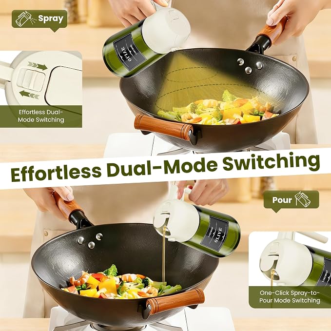 LAKUMIQI 2 in 1 Oil Sprayer for Cooking, 16oz Olive Oil Dispenser Bottle for - Image 5