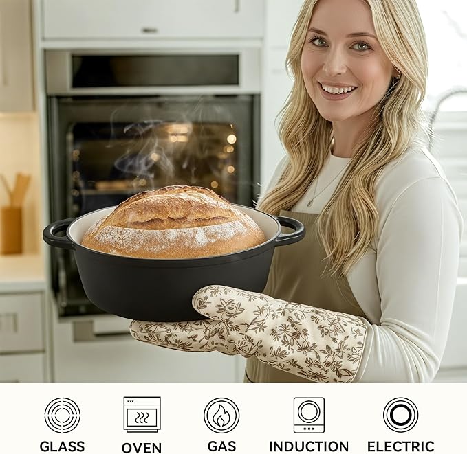 Oval Dutch Oven for Bread Baking, 4.5 Quart Non Stick Enameled Cast Iron Dutch - Image 7