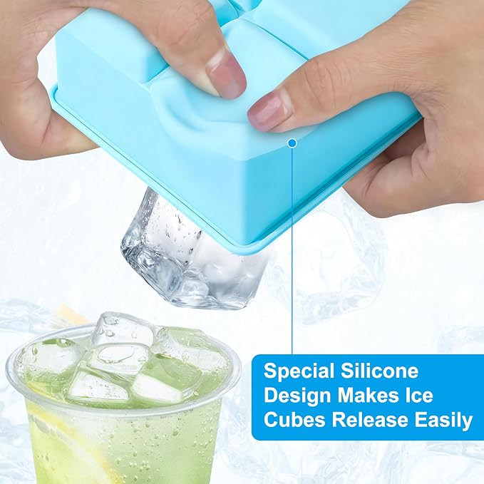 Large Silicone Ice Cube Tray 2Pack, Easy Release 2" Big Ice Cubes, Leak Proof - Image 6