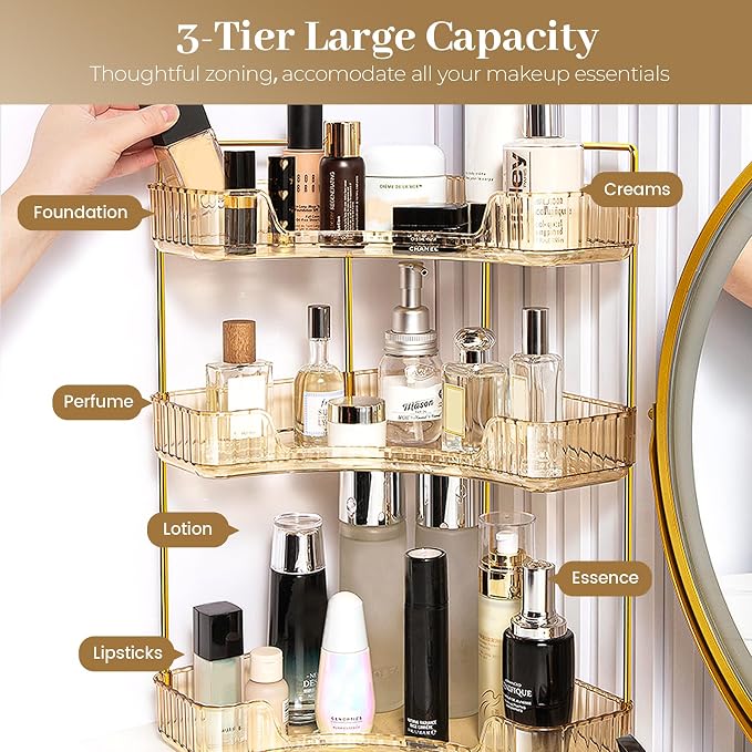 Aveniee Corner Bathroom Counter Organizer, Bathroom Countertop Shelf Makeup - Image 2