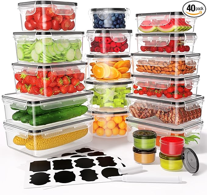 40 PCS Food Storage Containers by KEMETHYFocusesonCreatingEfficientStorageProductswithQualityMaterials