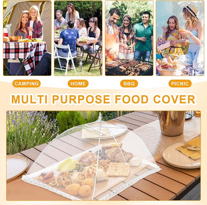 Tanlade 16 Pcs Mesh Food Cover Food Tent Set Reusable Collapsible Pop up Food - Image 6