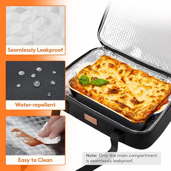 Lifewit Insulated Double Decker Casserole Carrier, Expandable Lasagna Lugger - Image 5